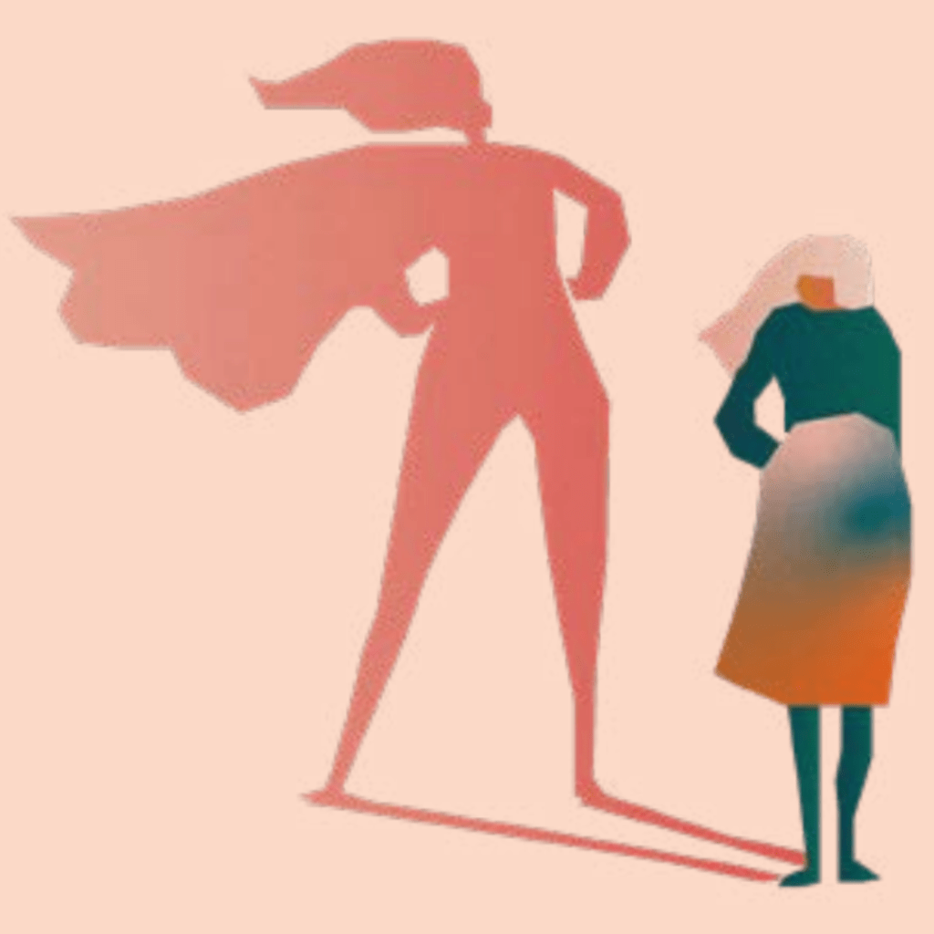 illustration of woman with the shadow of a superhero. Sponsorship will power the magazine